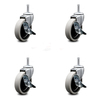 Service Caster 4 Inch Thermoplastic Wheel 1-3/8 Inch Grip Ring Stem Caster with Brakes, 4PK SCC-GR05S410-TPRS-SLB-716138-4